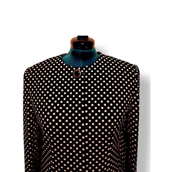 Liz Claiborne 2 Piece Skirt Set Polka Dot Women's 12 Rayon Black - Picture 2 of 9